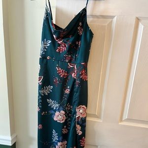 Flower Teal Wedding Guest Dress
